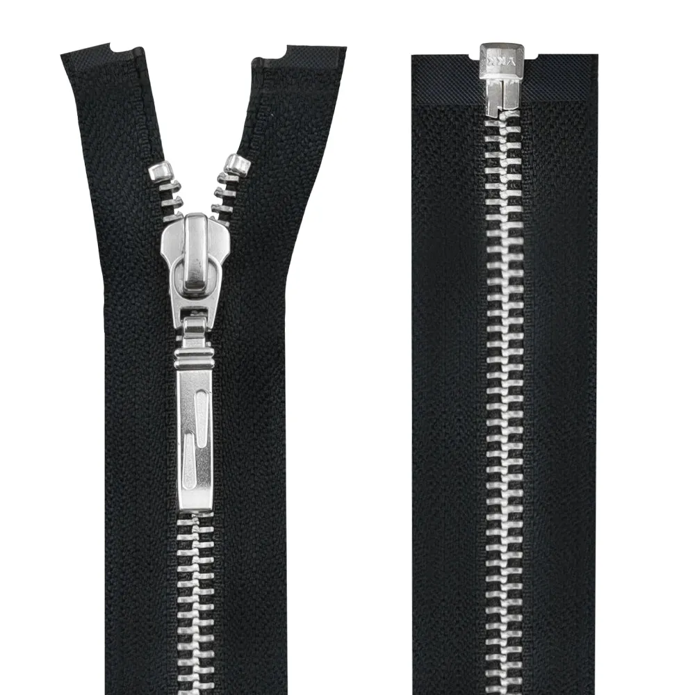 YKK- Exclusive #5 Silver with Black/White Designer YKK Metal Zipper