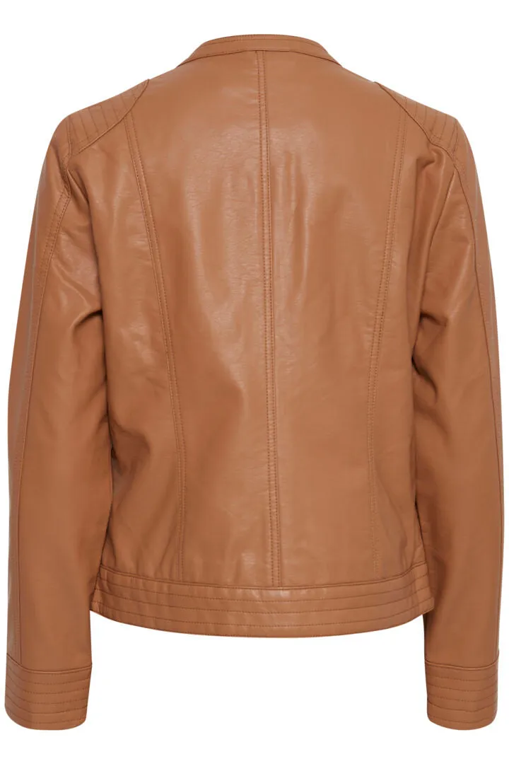 Young Byacom Faux Leather Jacket Camel